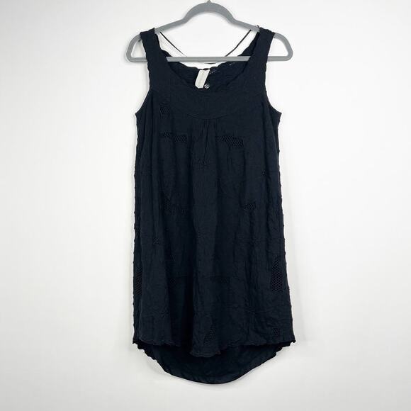 2/$30 ZARA Embroidered Meshed Cutout Dress Medium Black Round Hem #7282 - Picture 1 of 12